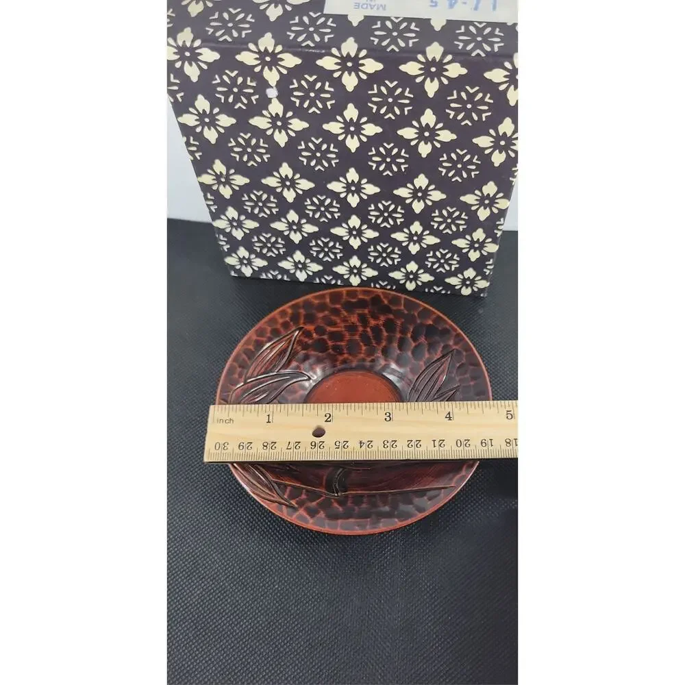 Vintage Japanese Snack Plates Set of 6 Raised Botanical Design Made in Japan